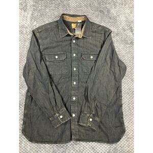 Levis Relaxed Fit Denim Button Down Shirt Men LG Dark Wash Long Sleeve Blue NWT